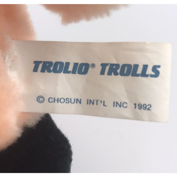 Vintage Trolio Trolls Plush 9.5" Doll 1992 Chosun Green Hair Bow Naked w/ Tag - Picture 11 of 13
